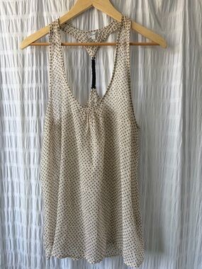 Kismet Light Cream Printed beaded Racerback Tank Top